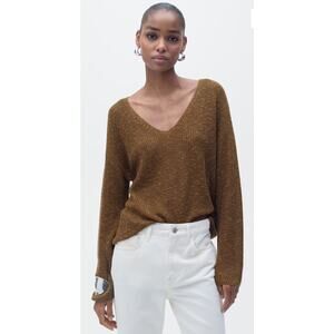 MNG Women's Chucky Knit V-Neck Straight Design Long Sleeve Sweater Medium